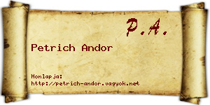 Petrich Andor névjegykártya