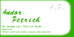 andor petrich business card